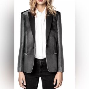 ZADIG & VOLTAIRE Blazer Metallic Silver Elegant Rock ‘n Roll Glam Rockstar